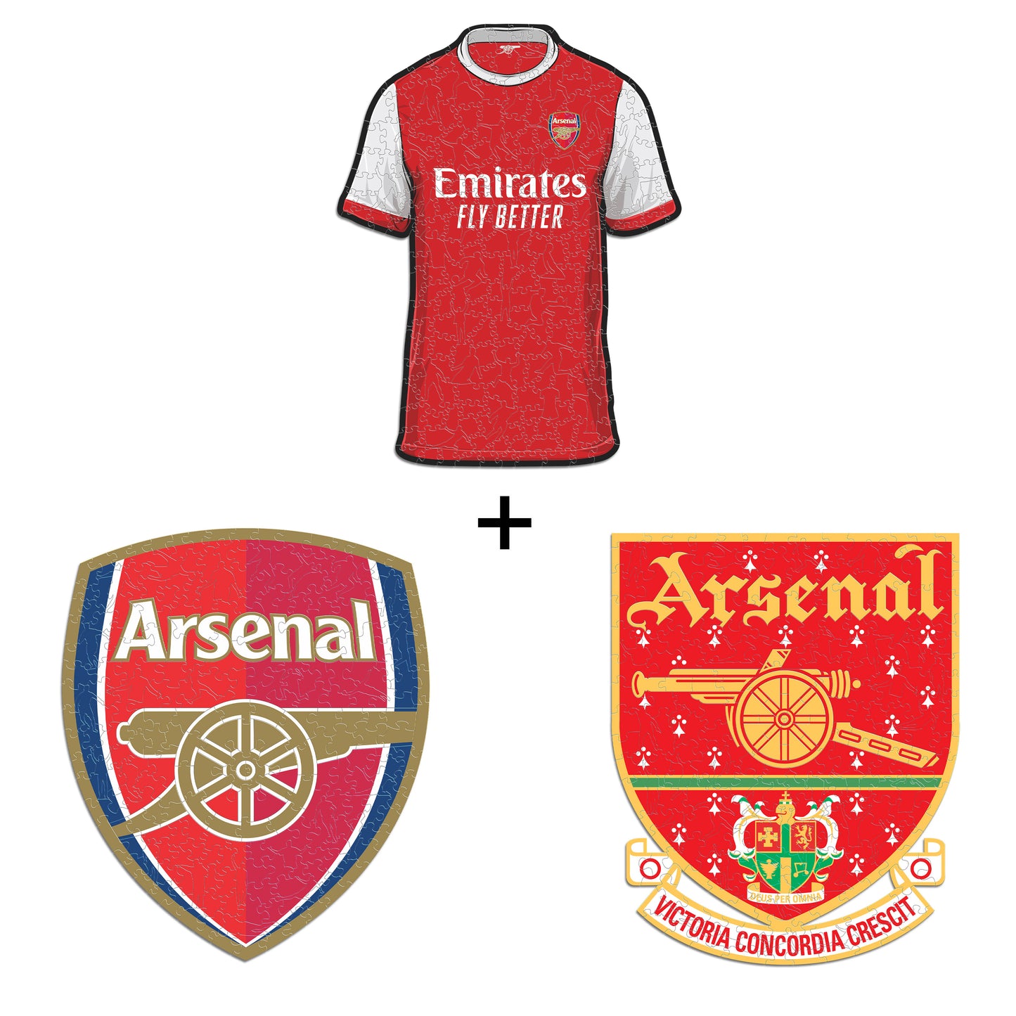 3 PACK Arsenal FC® Logo + Retro Logo + Jersey