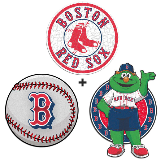 Pacote com 3 unidades de beisebol Boston Red Sox™ + logotipo secundário + mascote