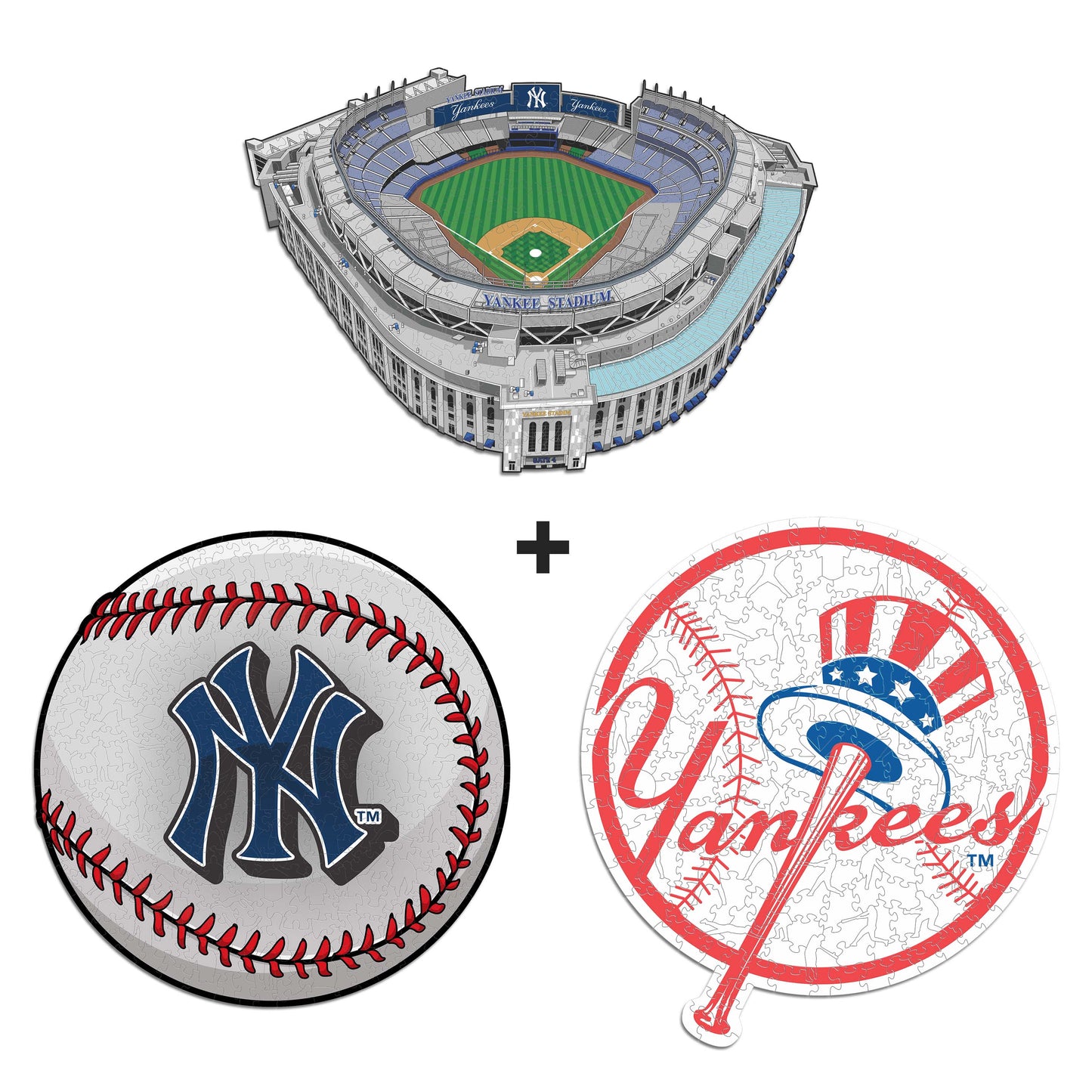 Pacote com 3 bolas do New York Yankees™ + logotipo principal + estádio