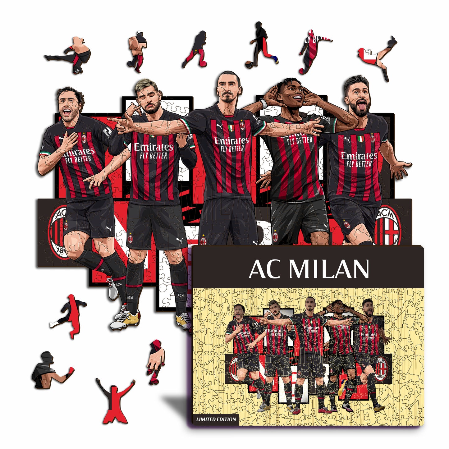 AC Milan® 5 Jogadores - Quebra-cabeça de Madeira