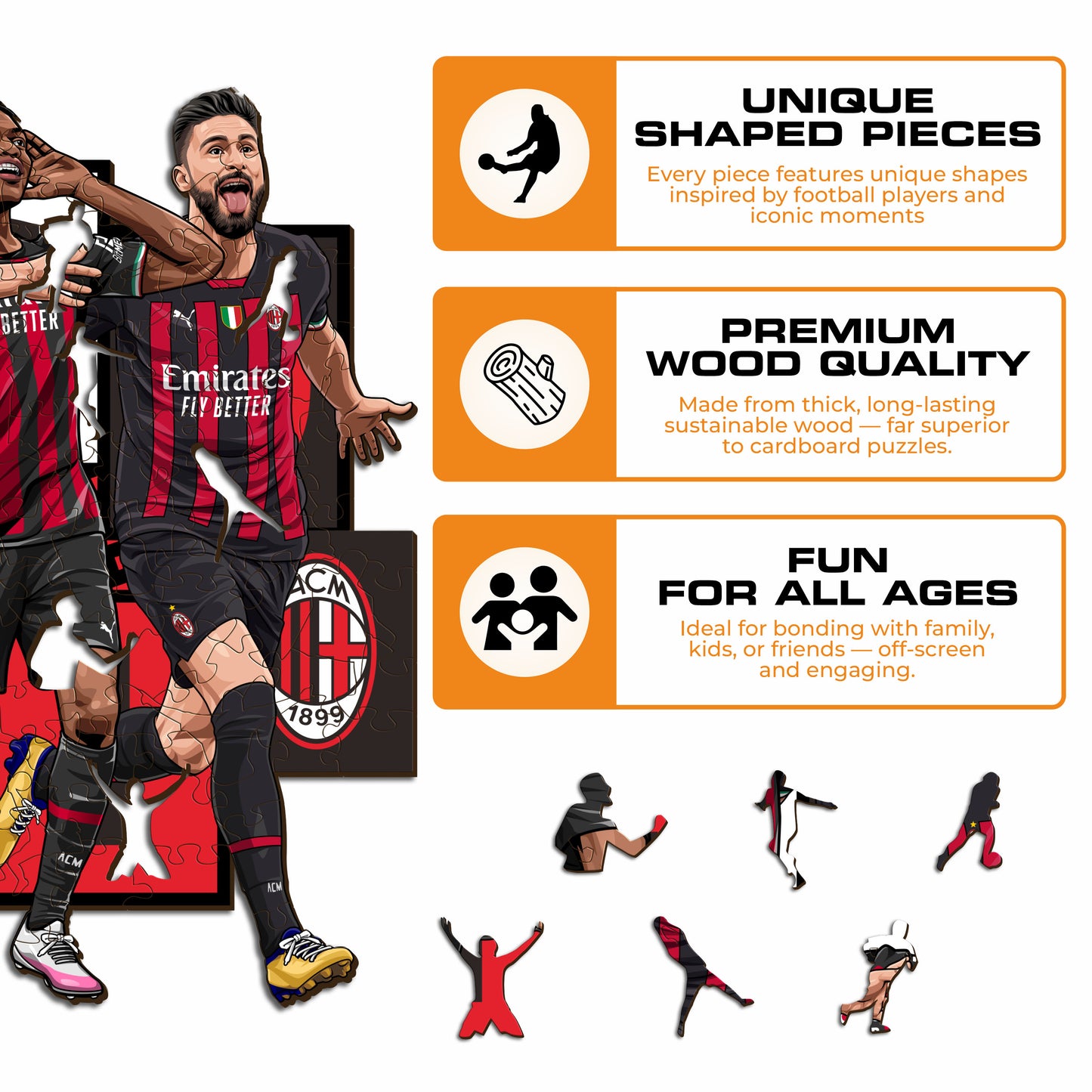 AC Milan® 5 Jogadores - Quebra-cabeça de Madeira