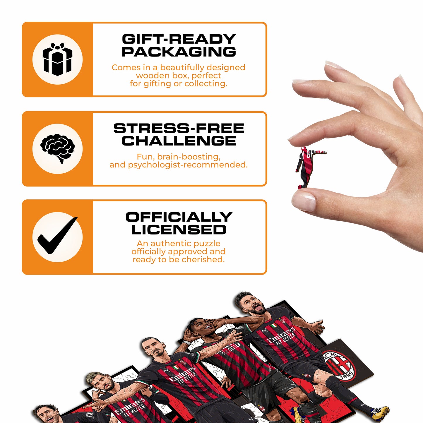 AC Milan® 5 Jogadores - Quebra-cabeça de Madeira