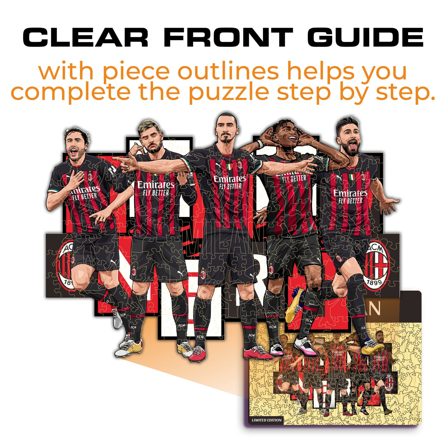 AC Milan® 5 Jogadores - Quebra-cabeça de Madeira