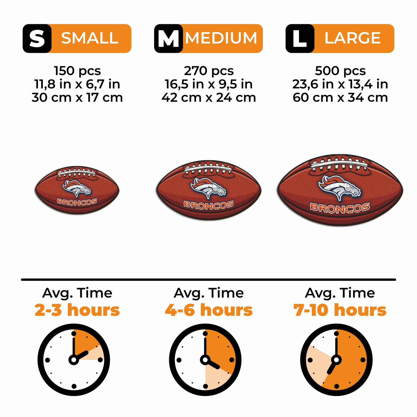 Denver Broncos™ Football - Wooden Puzzle