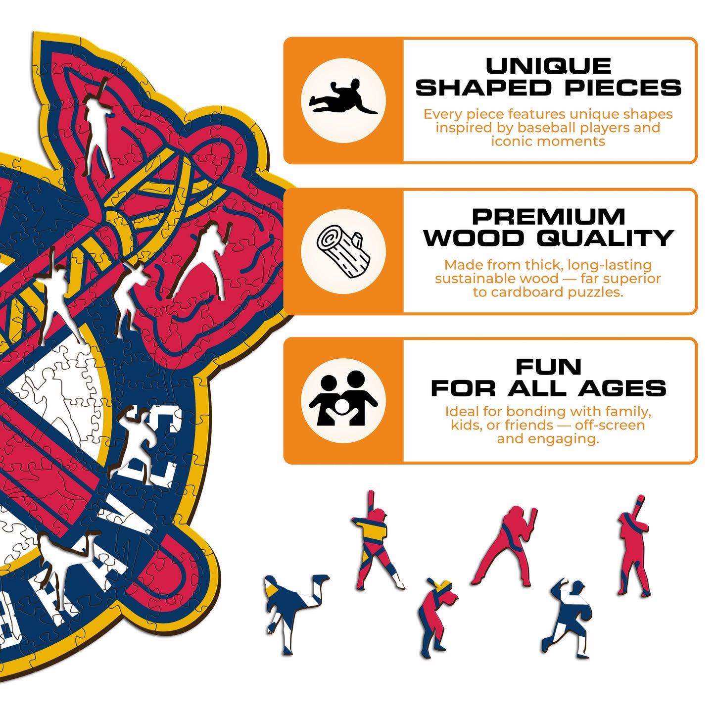 Atlanta Braves™ - Quebra-cabeça de madeira