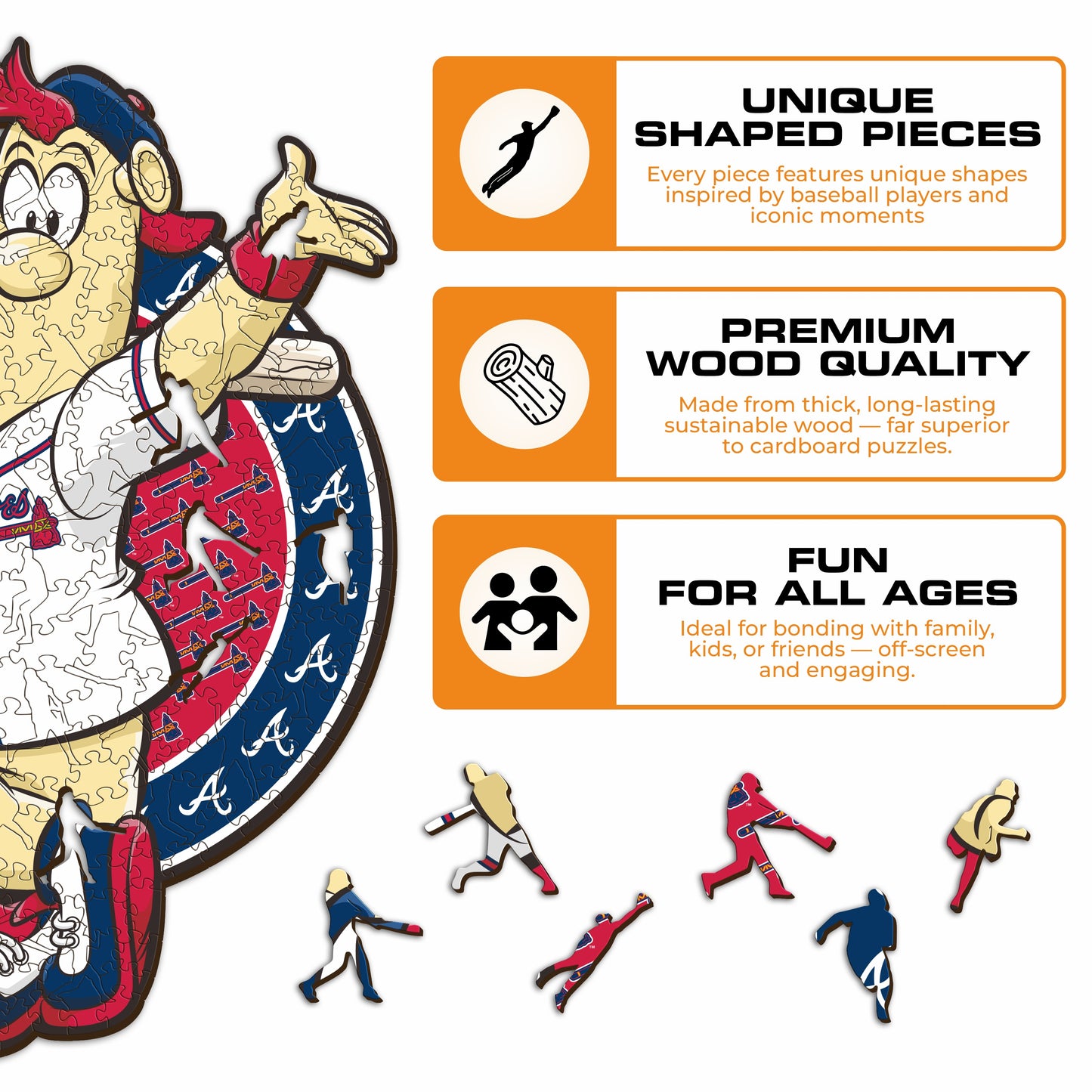 Mascote Atlanta Braves™ - Quebra-cabeça de madeira