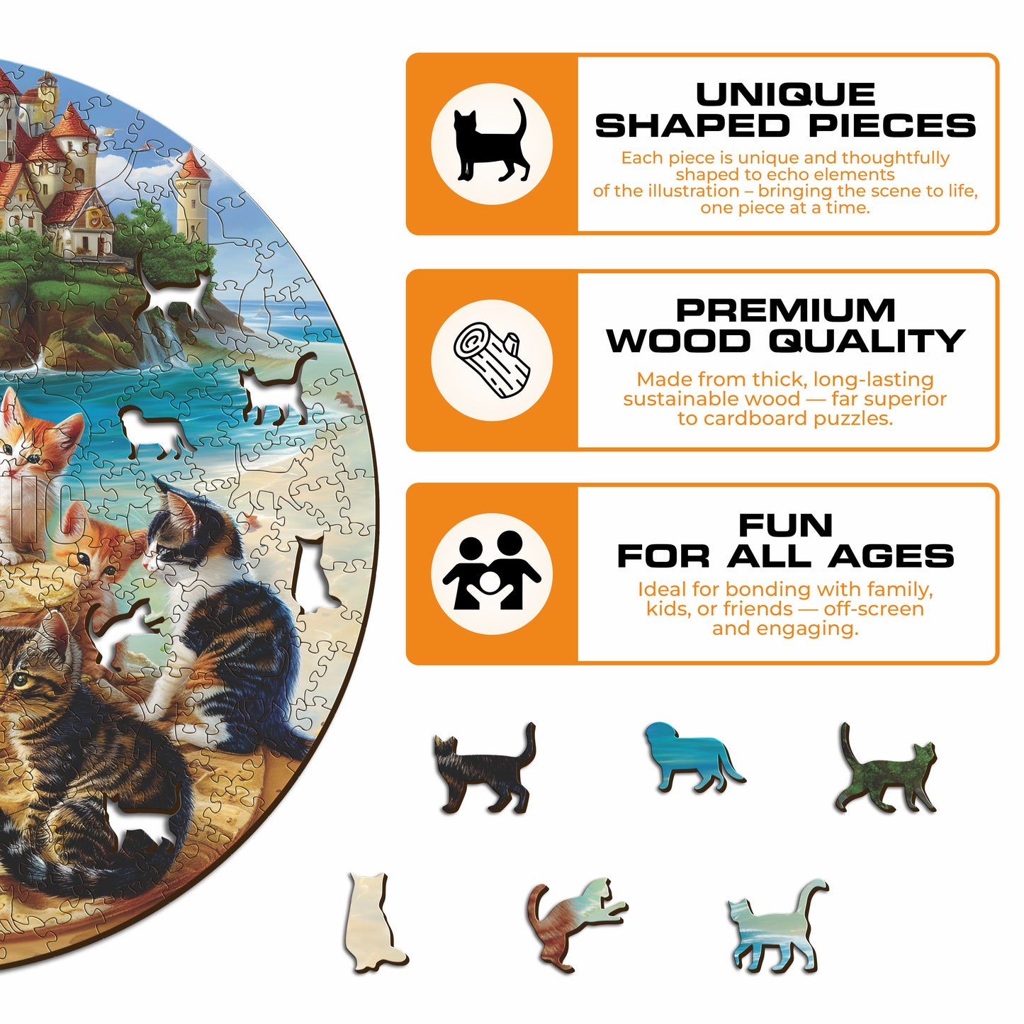 Kittens at The Seaside - Wooden Puzzle