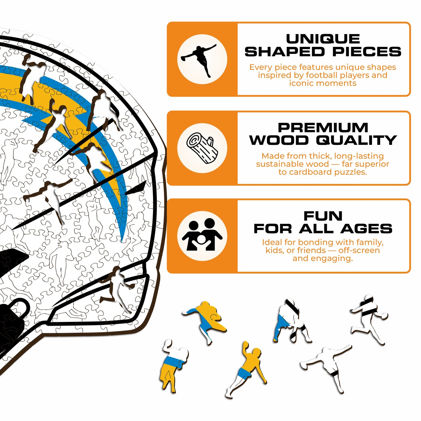 Capacete Los Angeles Chargers™ - Quebra-cabeça de madeira