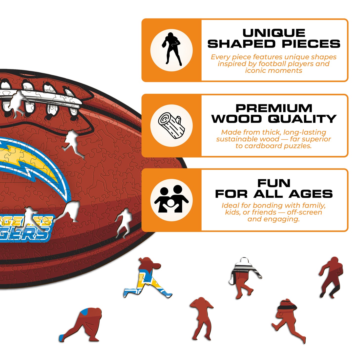 Los Angeles Chargers™ Futebol Americano - Quebra-cabeça de Madeira