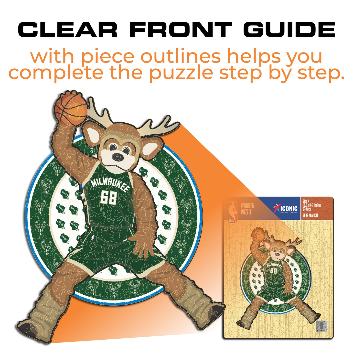 Milwaukee Bucks™ Mascot - Wooden Puzzle