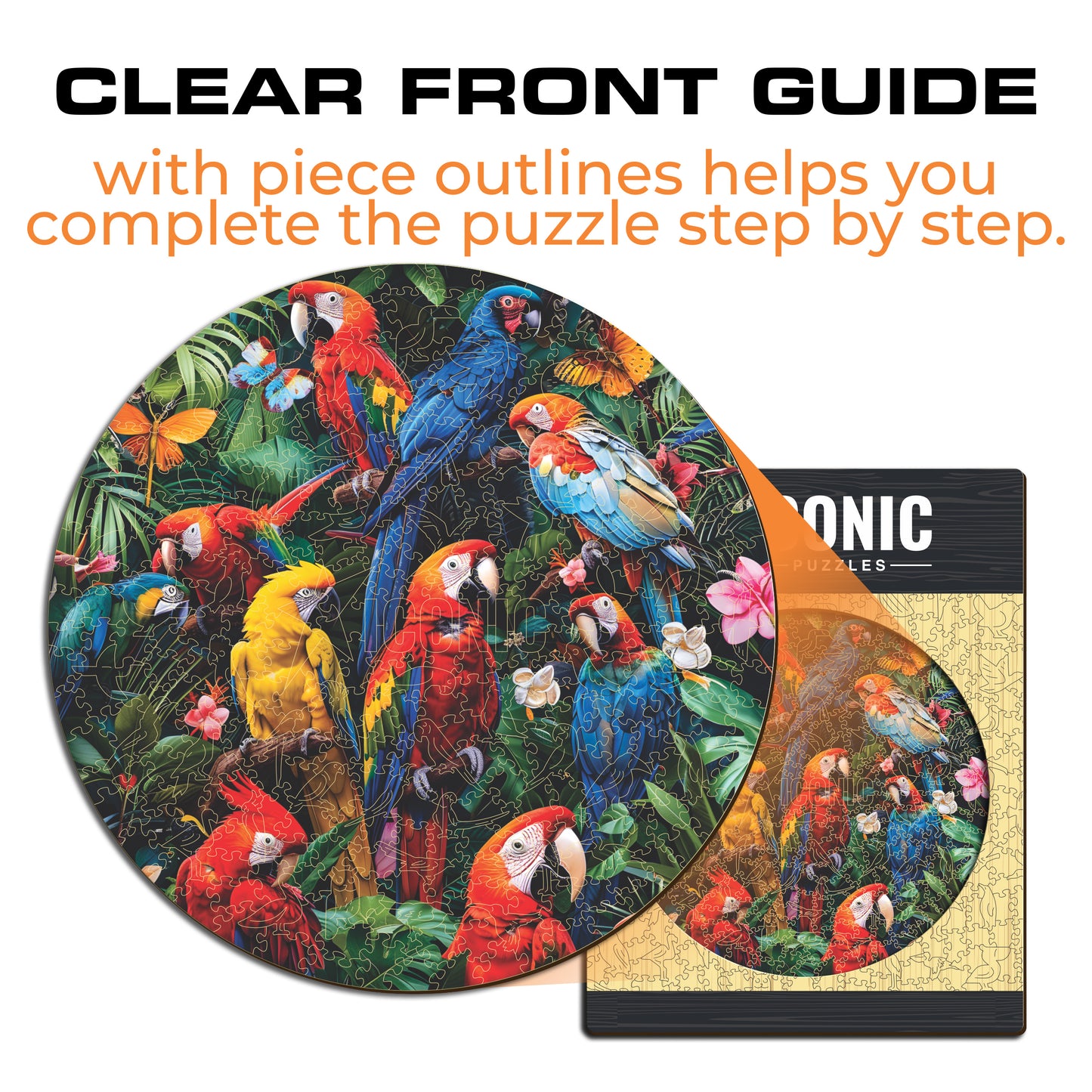Colorful Parrots - Wooden Puzzle