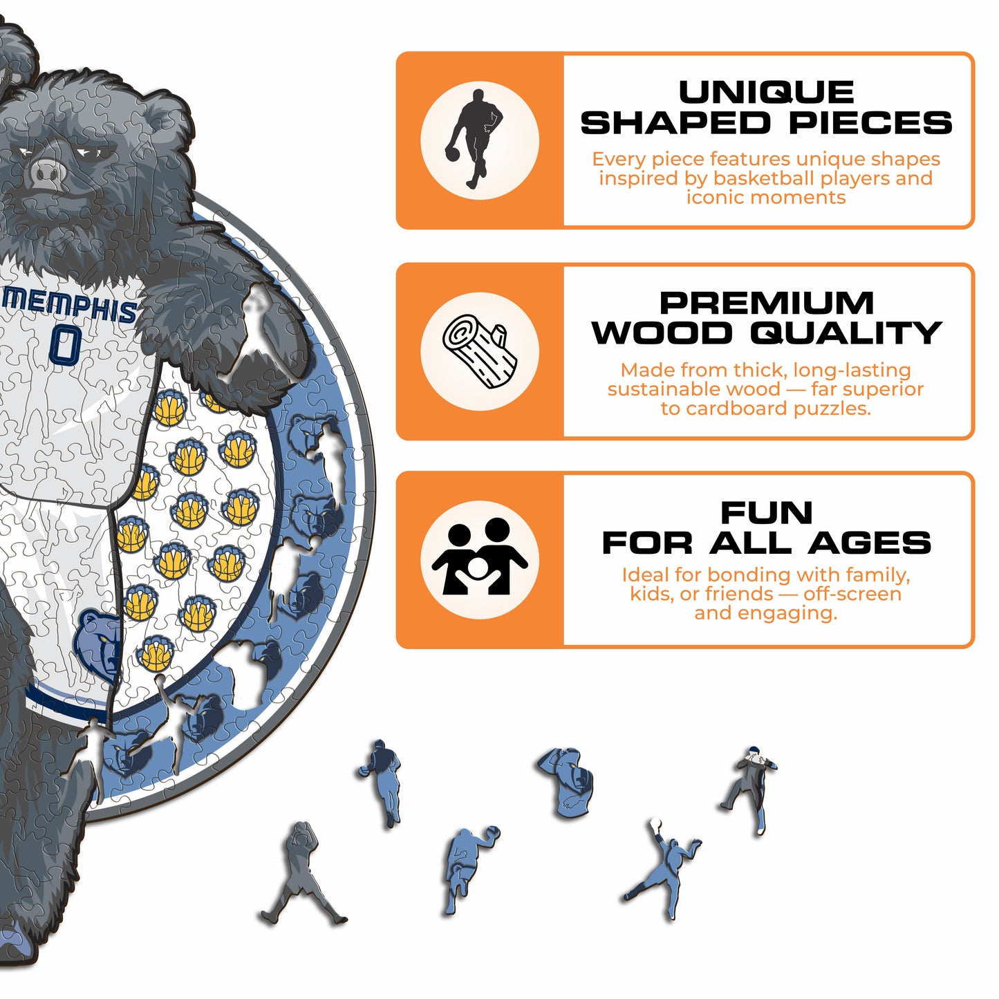 Memphis Grizzlies™ Mascot - Wooden Puzzle