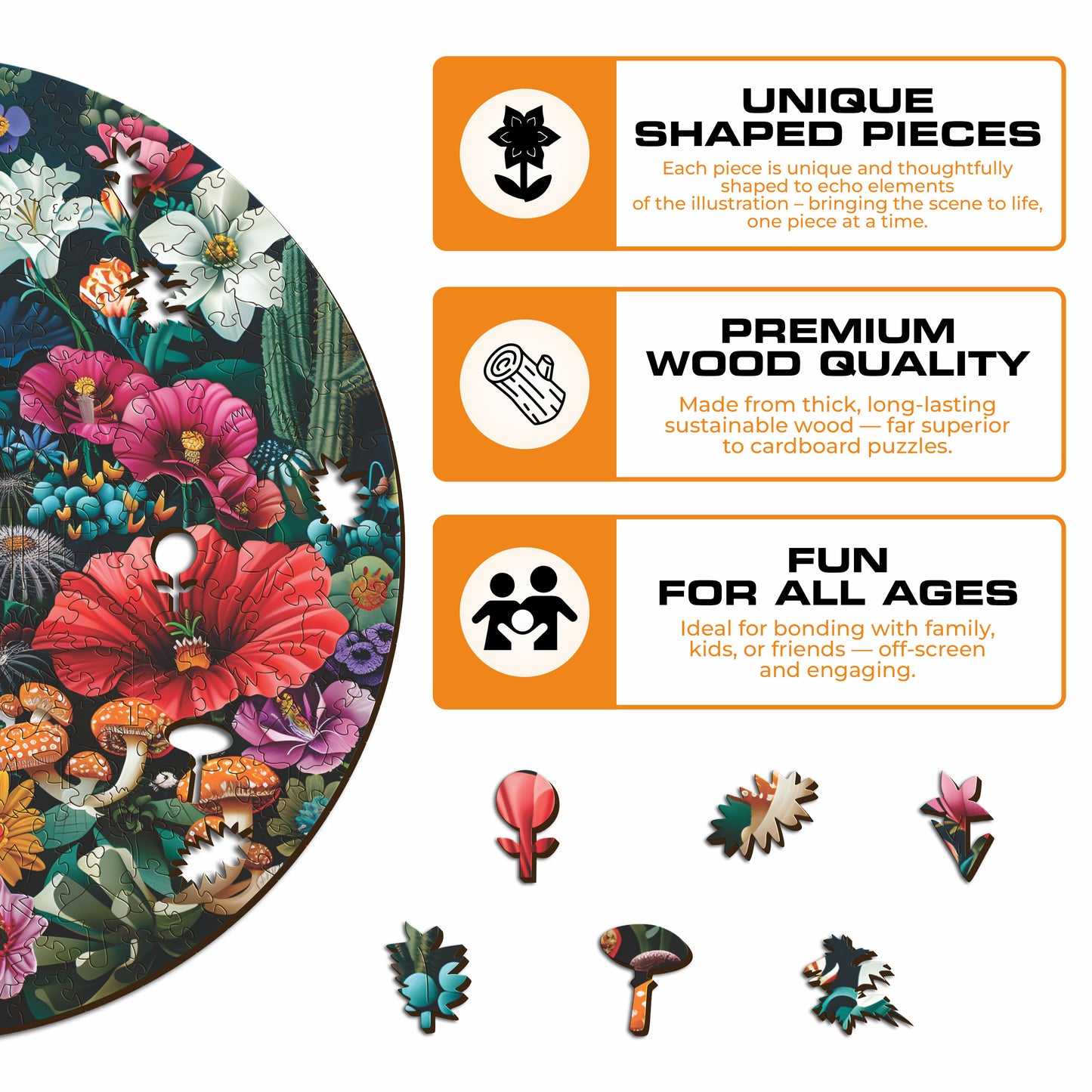 Fantasy Flowers - Wooden Puzzle