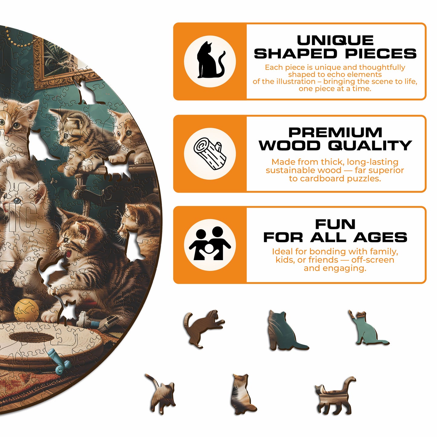 Playful Kittens - Wooden Puzzle