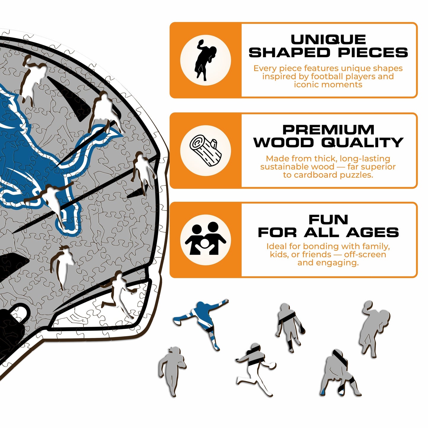 Detroit Lions™ Helmet - Wooden Puzzle