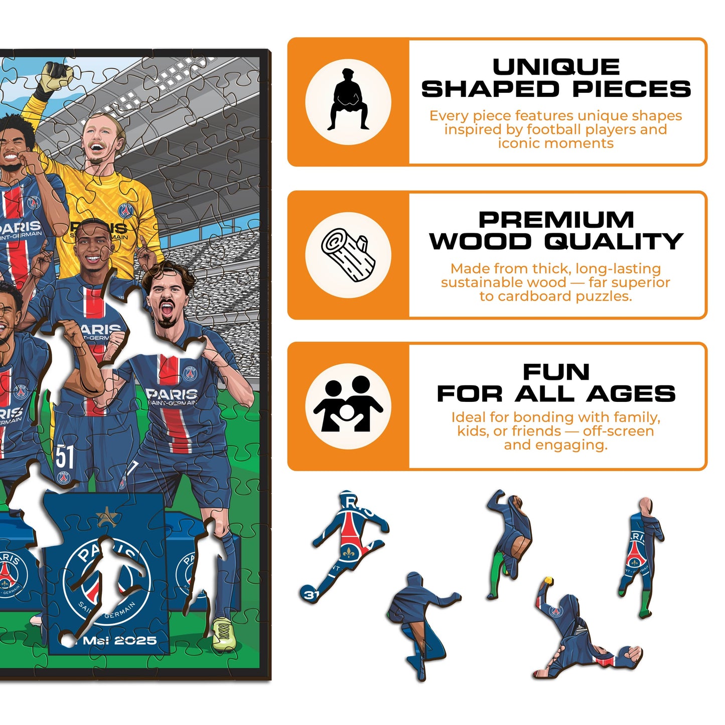 2 PACK Paris Saint-Germain FC® Logo + Team "Treble Winners"
