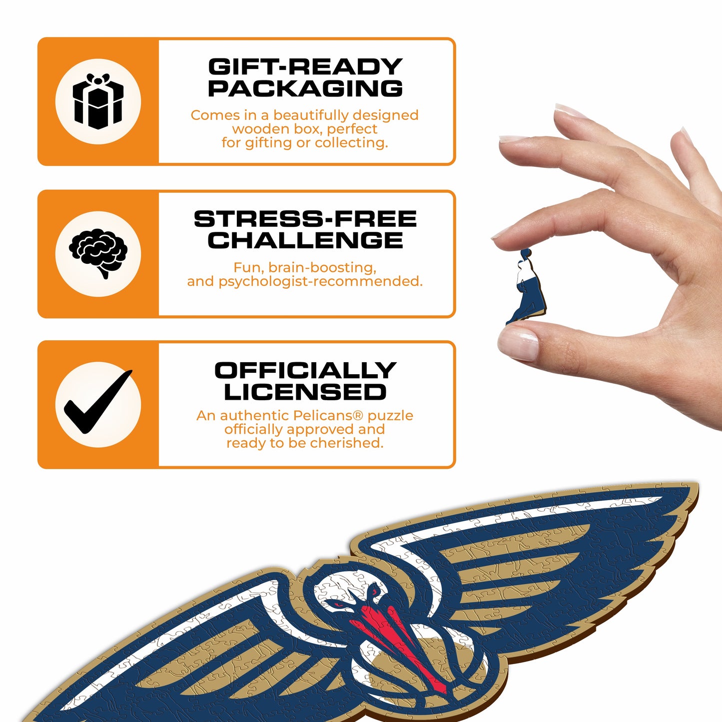 New Orleans Pelicans™ - Quebra-cabeça de madeira