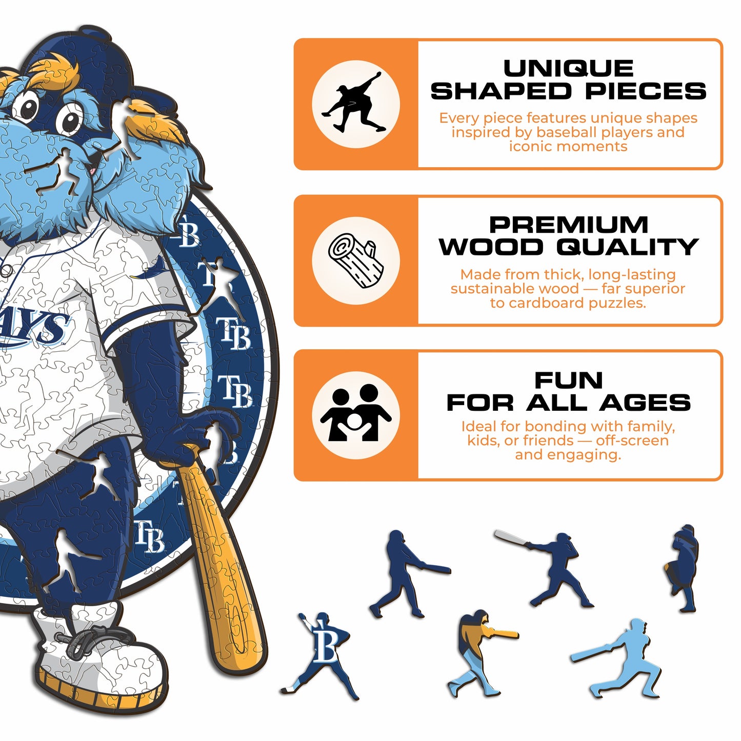 Mascote Tampa Bay Rays™ - Quebra-cabeça de madeira