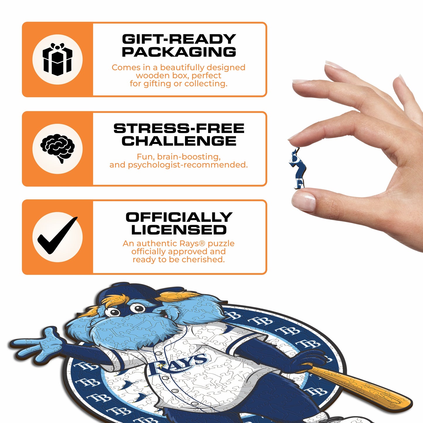 Mascote Tampa Bay Rays™ - Quebra-cabeça de madeira