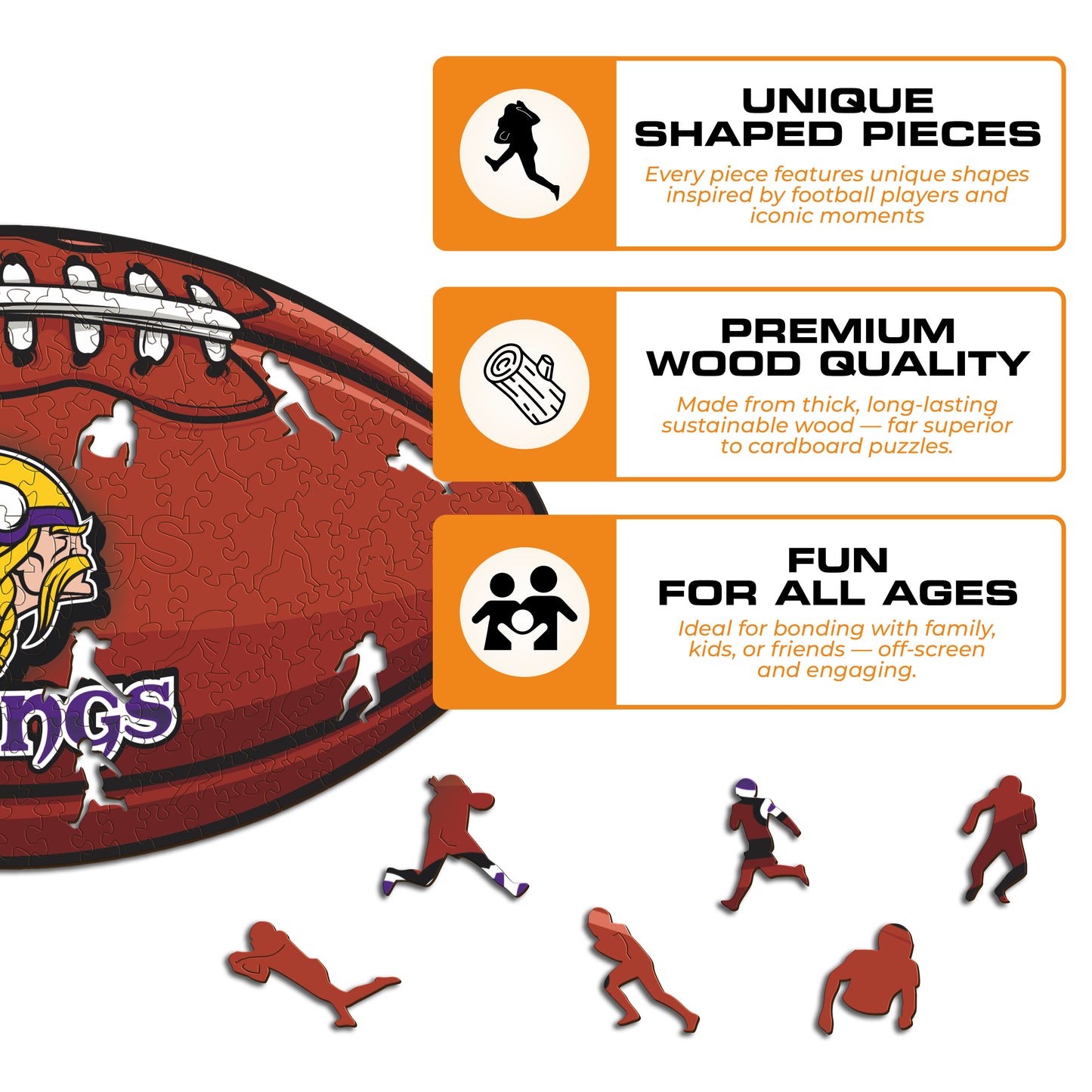 Minnesota Vikings™ Futebol Americano - Quebra-cabeça de Madeira