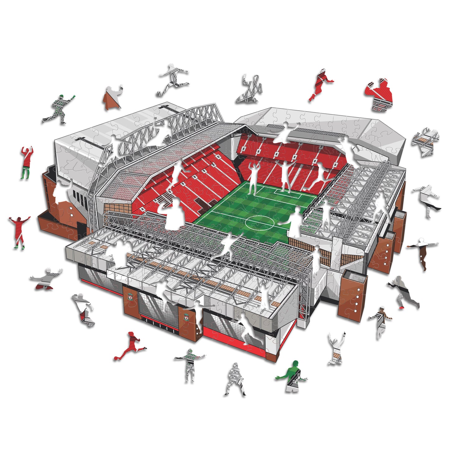 Pacote com 3 logotipos do Liverpool FC® + Liver Bird + Estádio Anfield