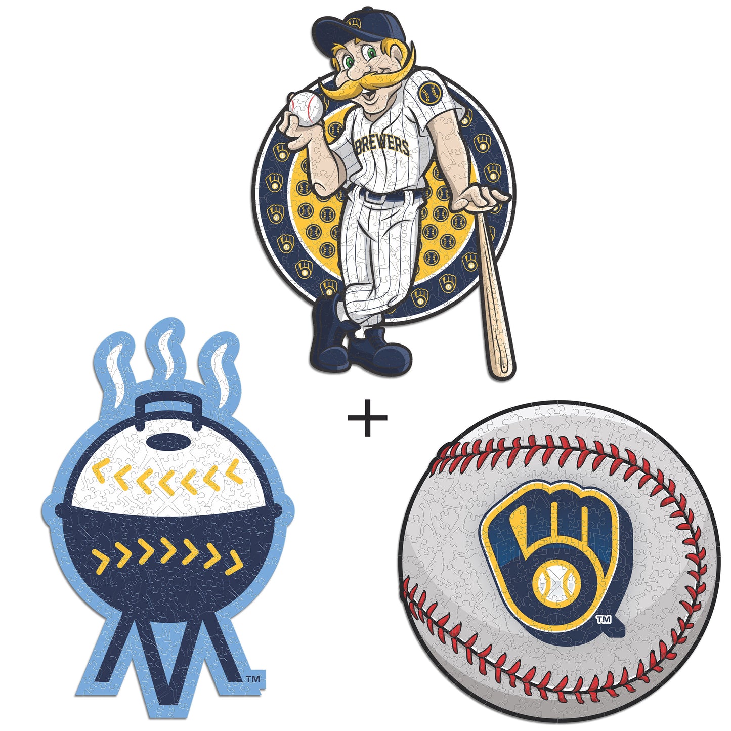 3 PACK Milwaukee Brewers™ Logo + Mascot + Baseball