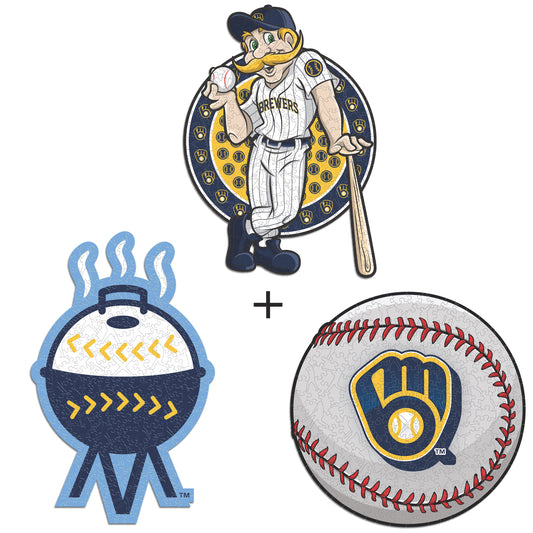 Pacote com 2 camisetas de beisebol e mascote do Milwaukee Brewers™