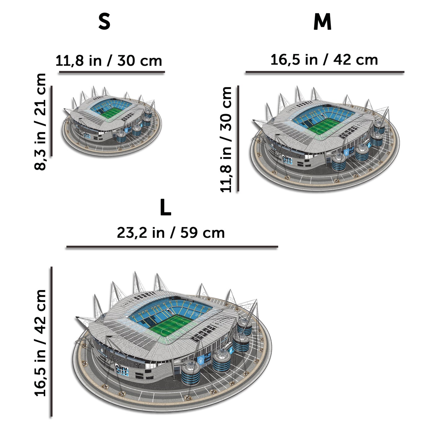 3 PACK Manchester City FC® Logo + Retro Logo + Etihad Stadium