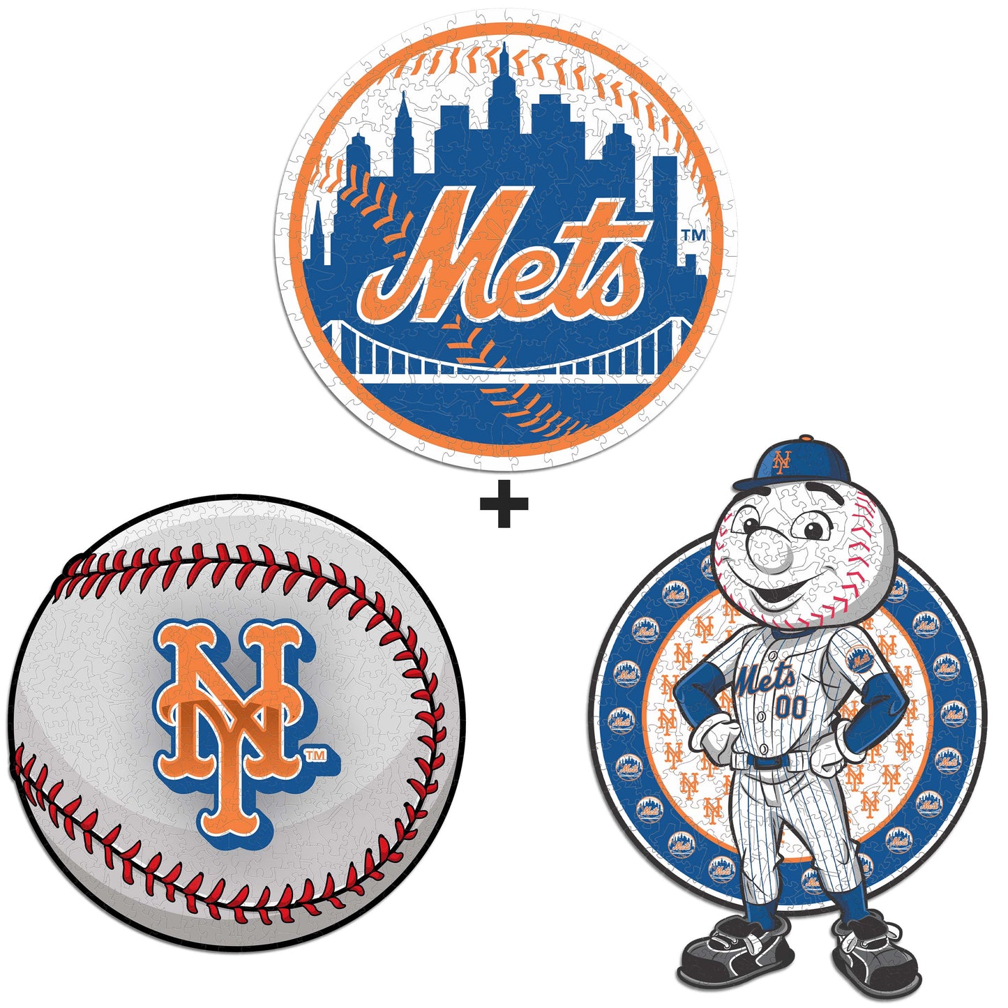 3 PACK New York Mets™ Baseball + Primary Logo + Mascot