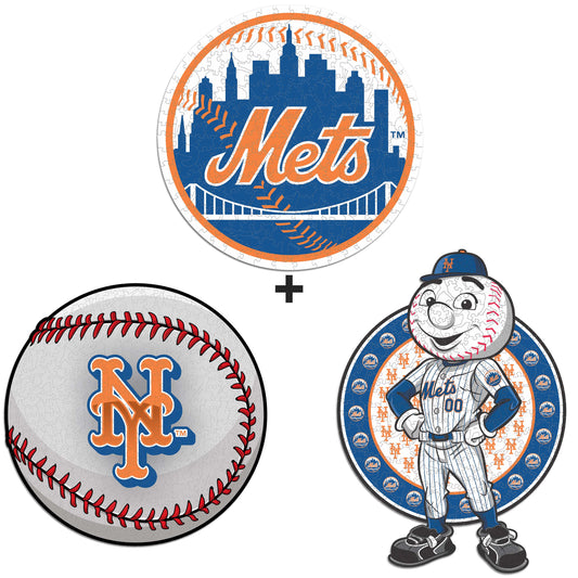 Pacote com 3 camisetas de beisebol do New York Mets™ + logotipo principal + mascote