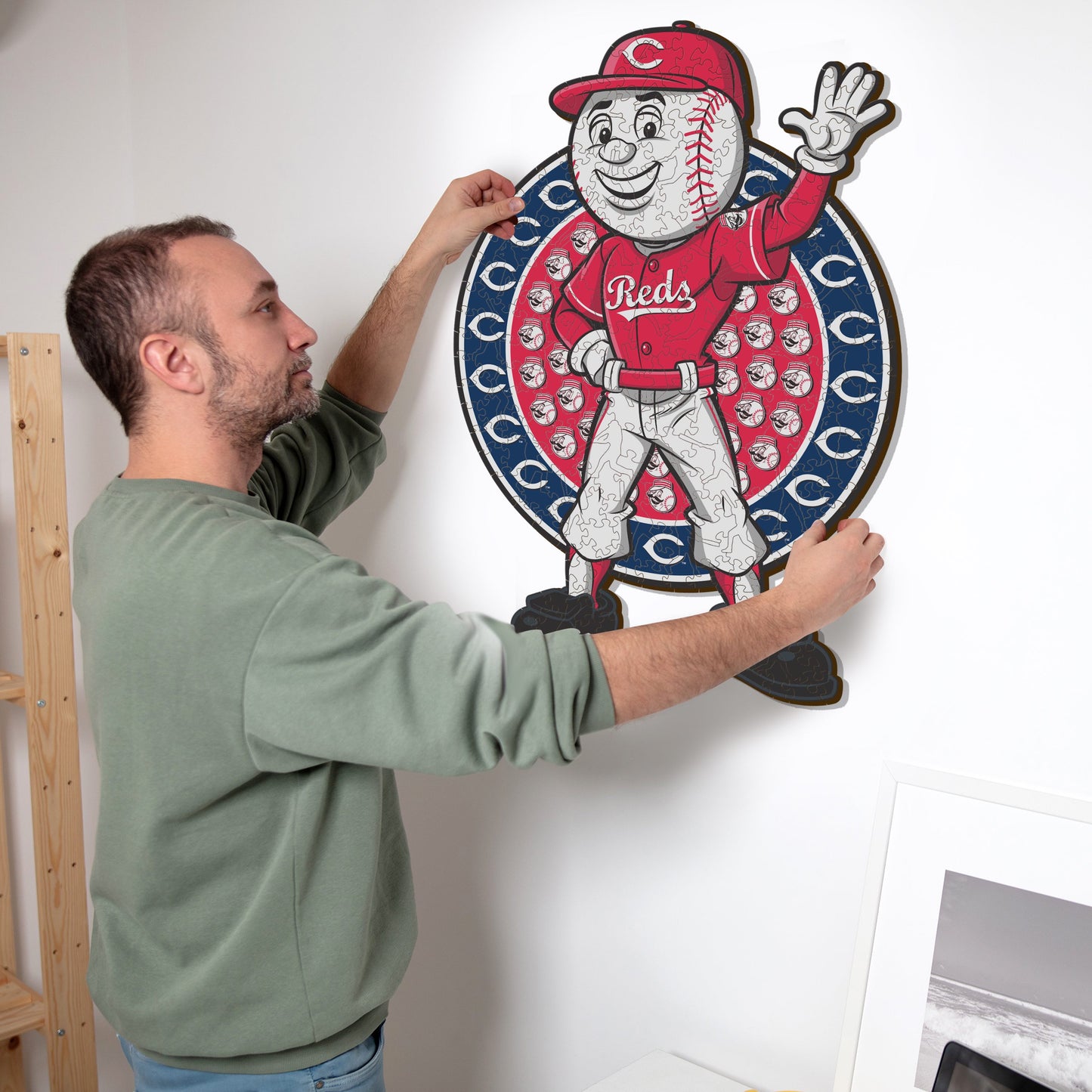 Mascote Cincinnati Reds™ - Quebra-cabeça de madeira