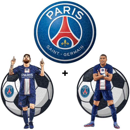 3 PACK PSG FC® Logo + Lionel Messi + Kylian Mbappé