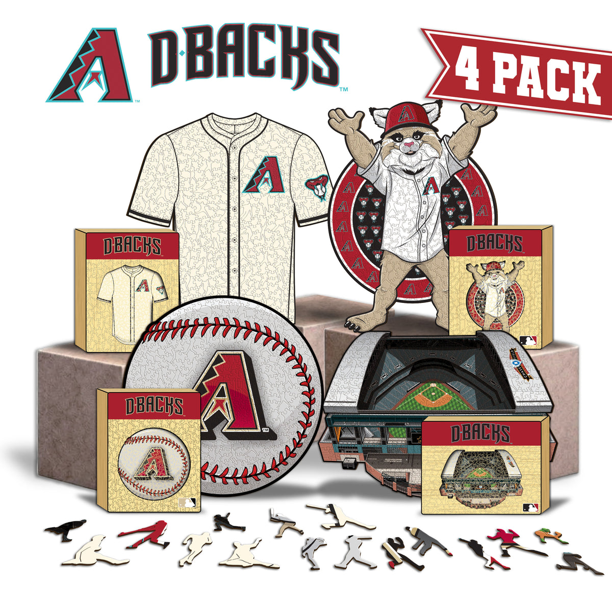 Pacote com 2 unidades de beisebol Arizona Diamondbacks™ + mascote 