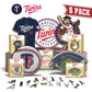 Pacote com 3 unidades de beisebol Minnesota Twins™ + logotipo principal + mascote 