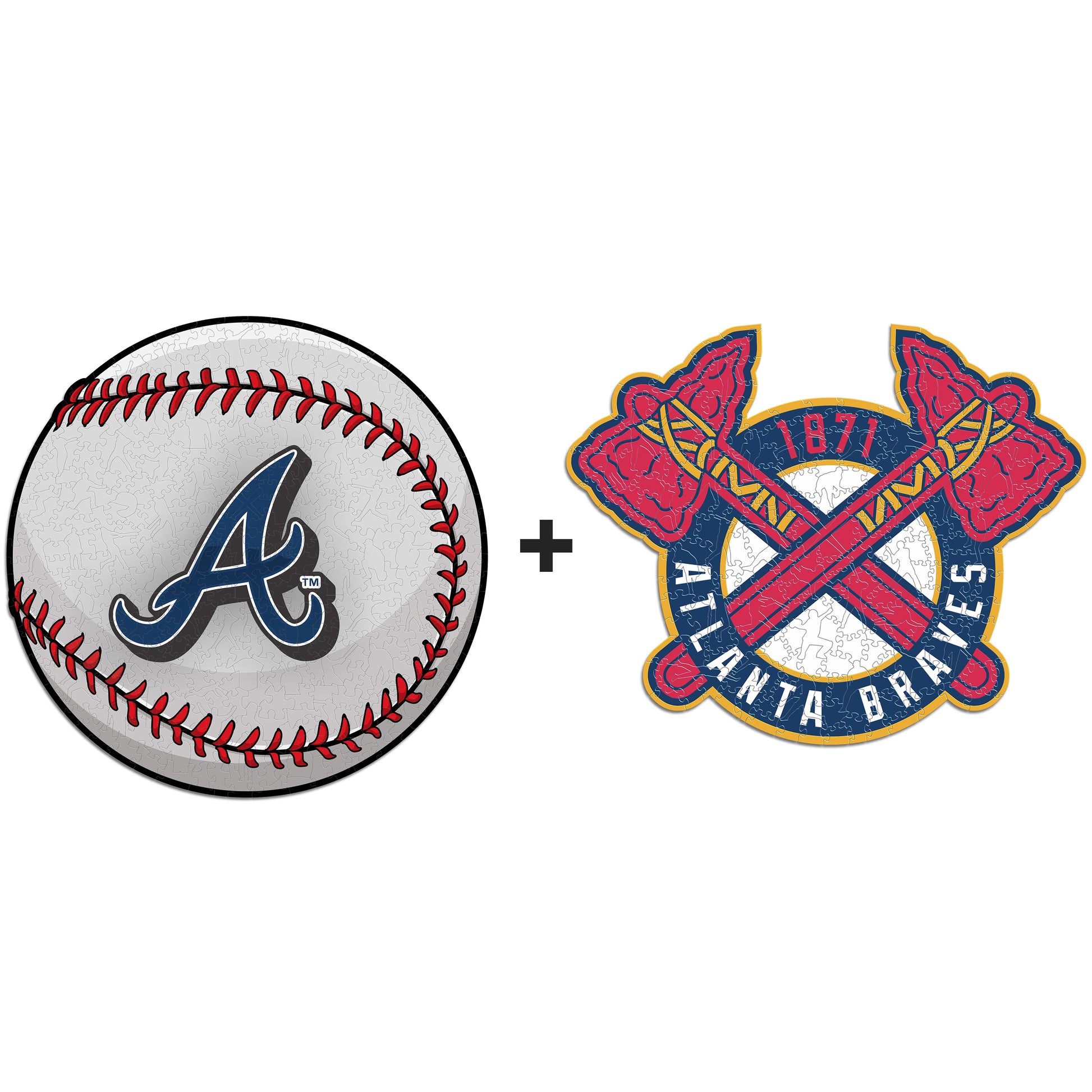 2 PACK Atlanta Braves™ Ball + Double Tomahawk Logo – Iconic Puzzles