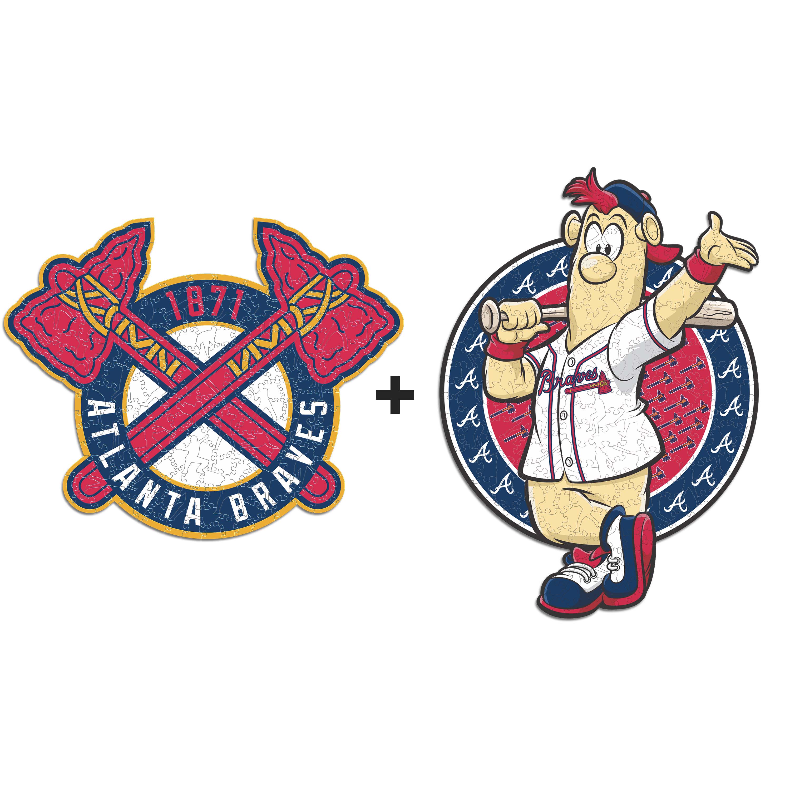 2 PACK Atlanta Braves™ Double Tomahawk Logo + Mascot – Iconic Puzzles