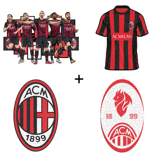 4 件套 AC Milan® 標誌 + 復古標誌 + 球衣 + 5 名球員