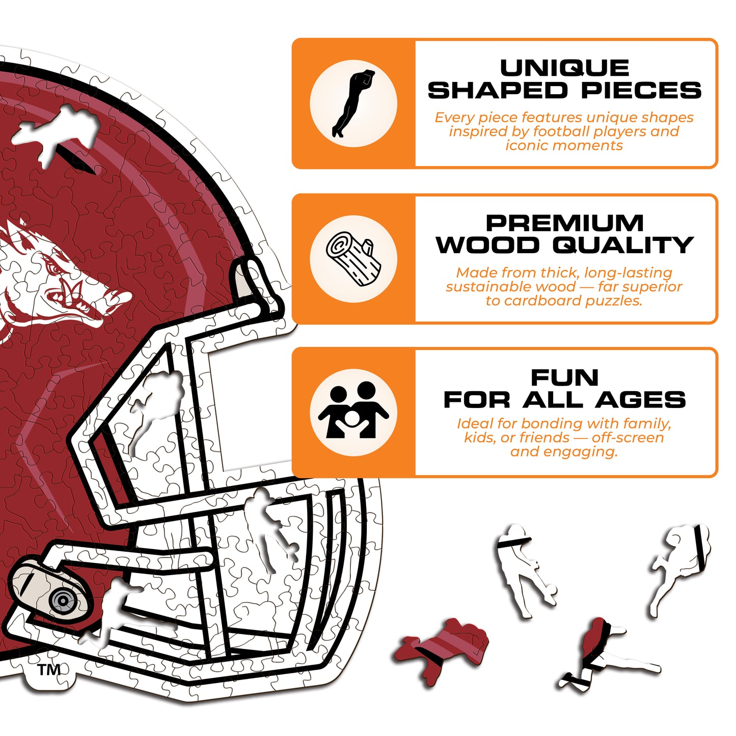 University of Arkansas Helmet - Wooden Puzzle