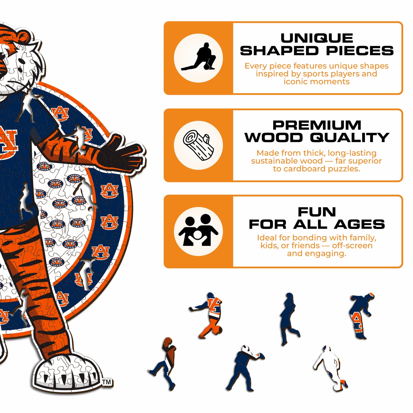 Auburn Tigers Mascot Wooden Puzzle