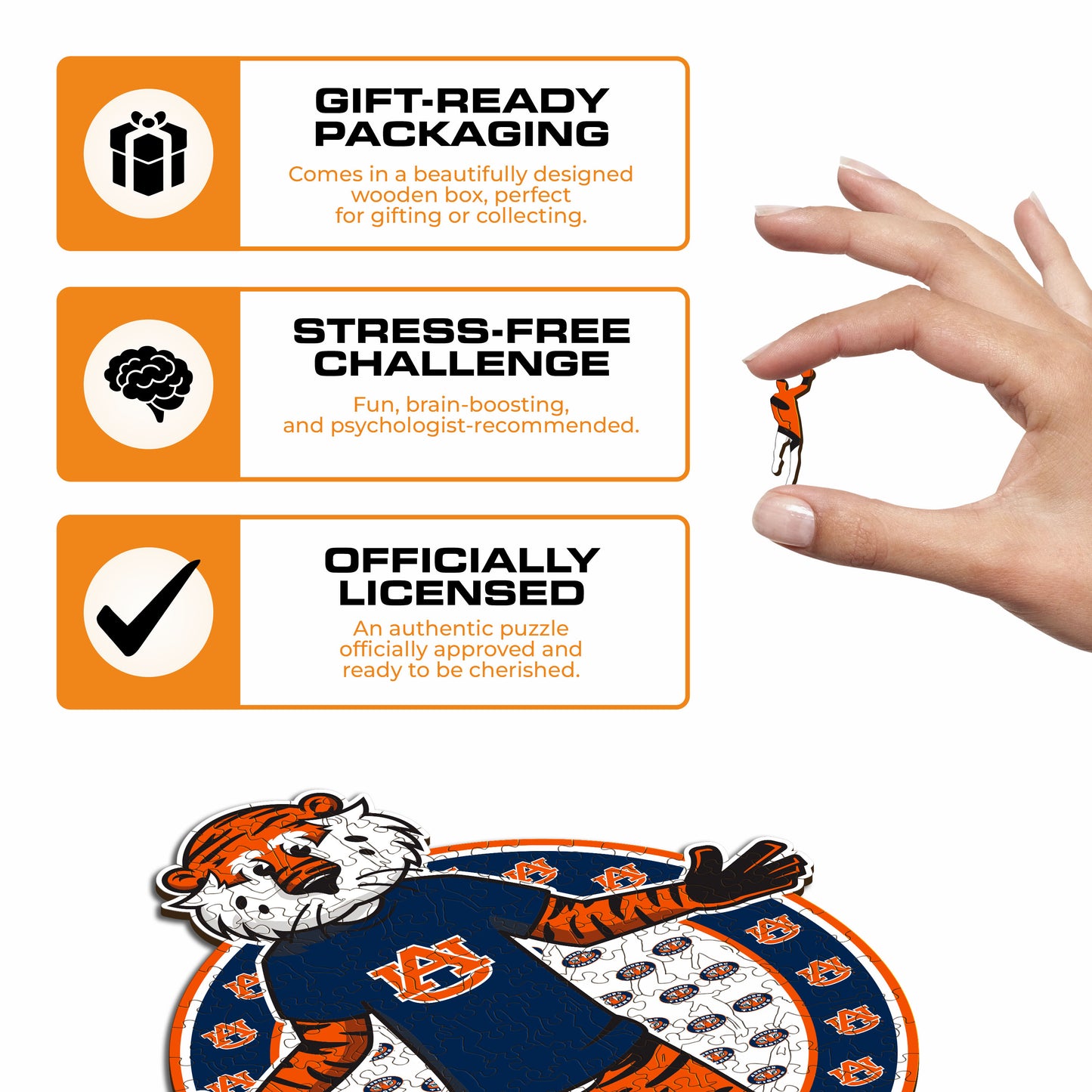 Auburn Tigers Mascot Wooden Puzzle