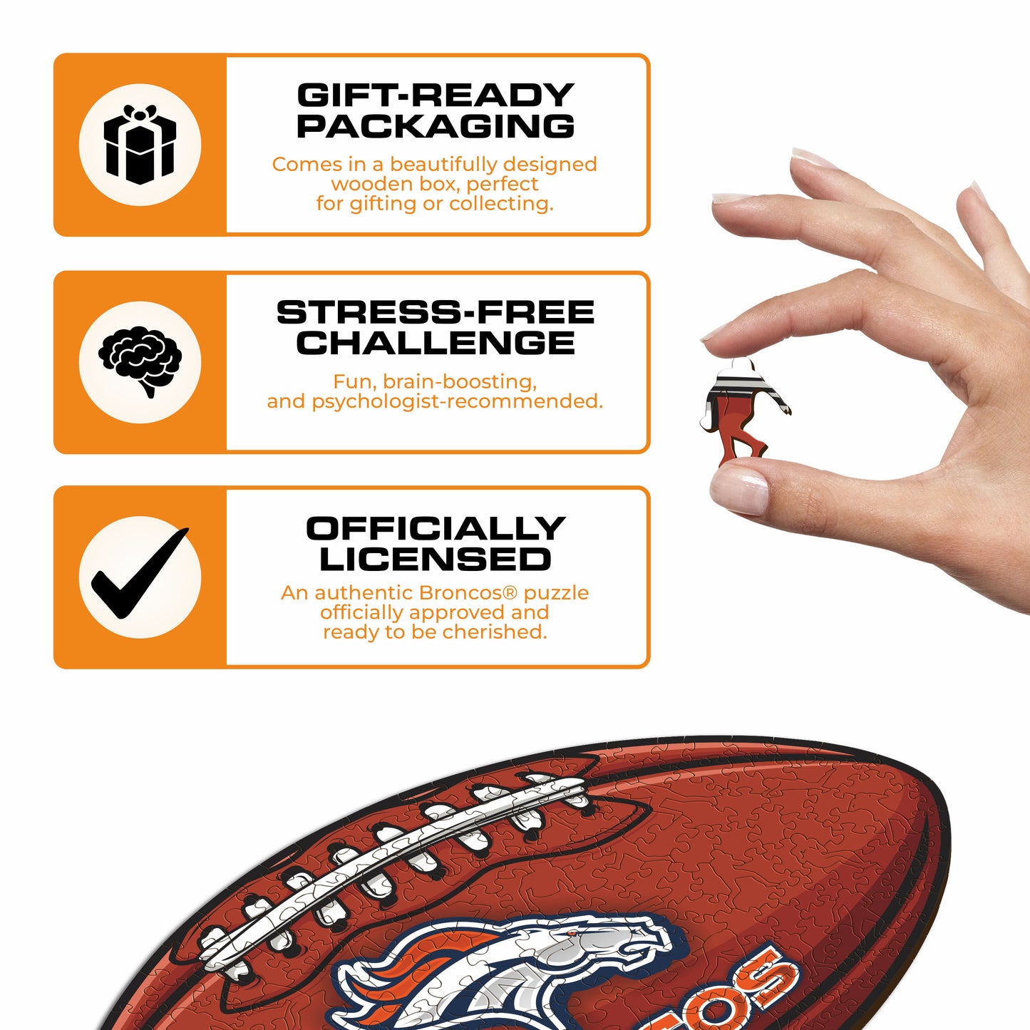 Denver Broncos™ Football - Wooden Puzzle