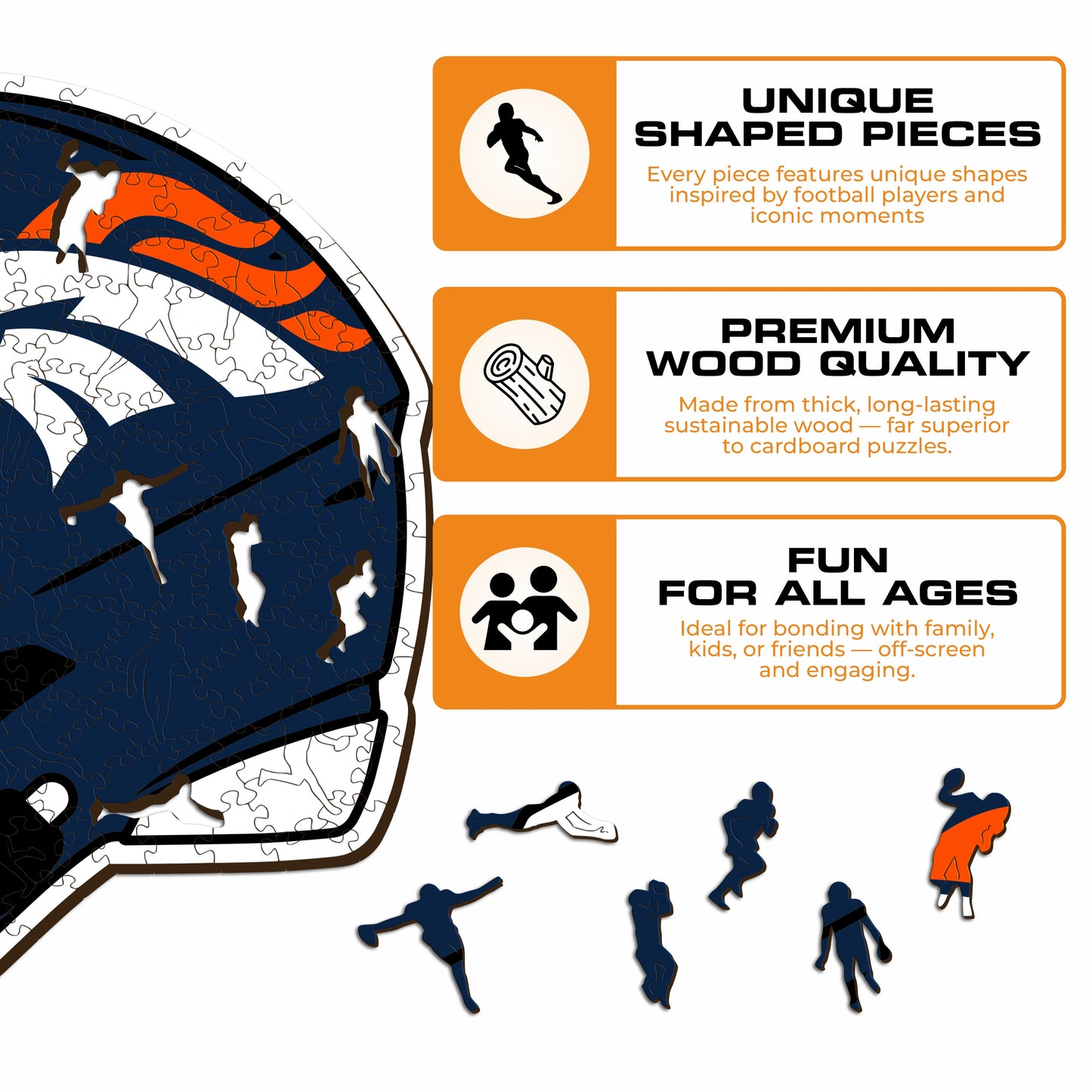Capacete Denver Broncos™ - Quebra-cabeça de madeira 