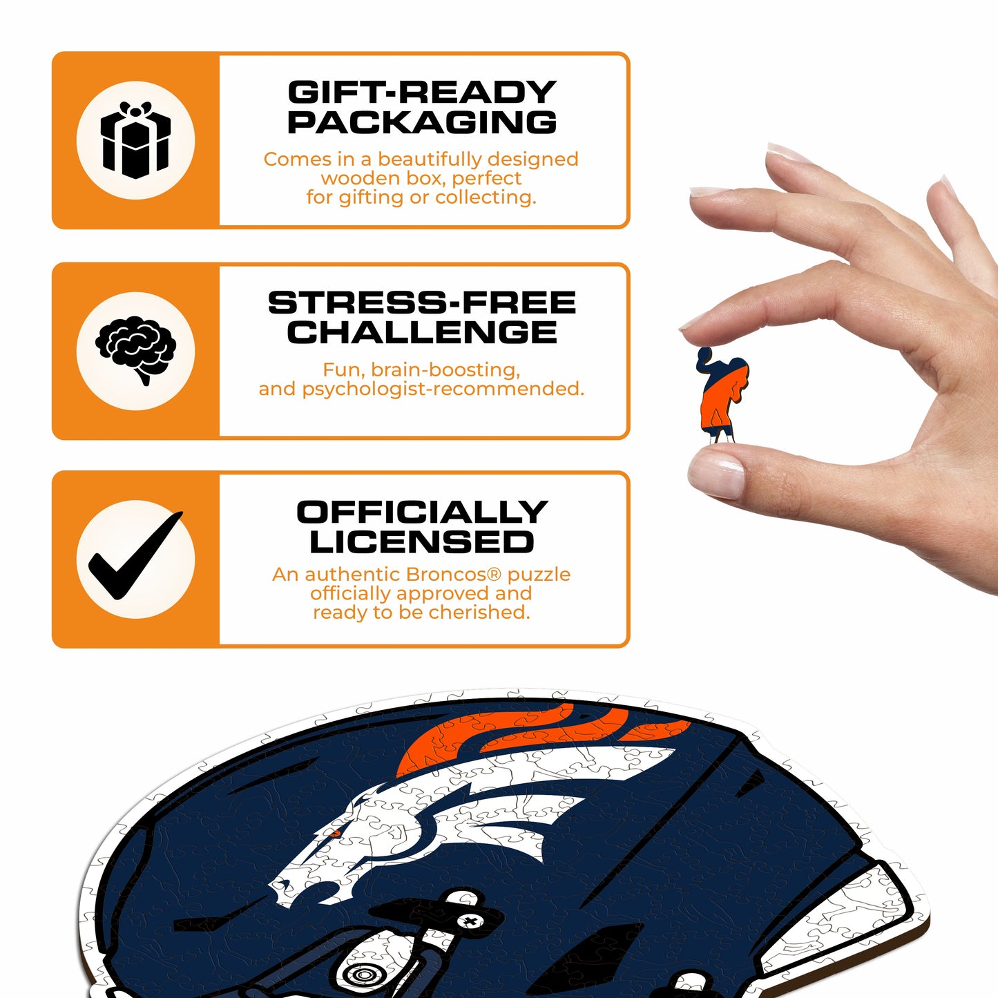 Capacete Denver Broncos™ - Quebra-cabeça de madeira 