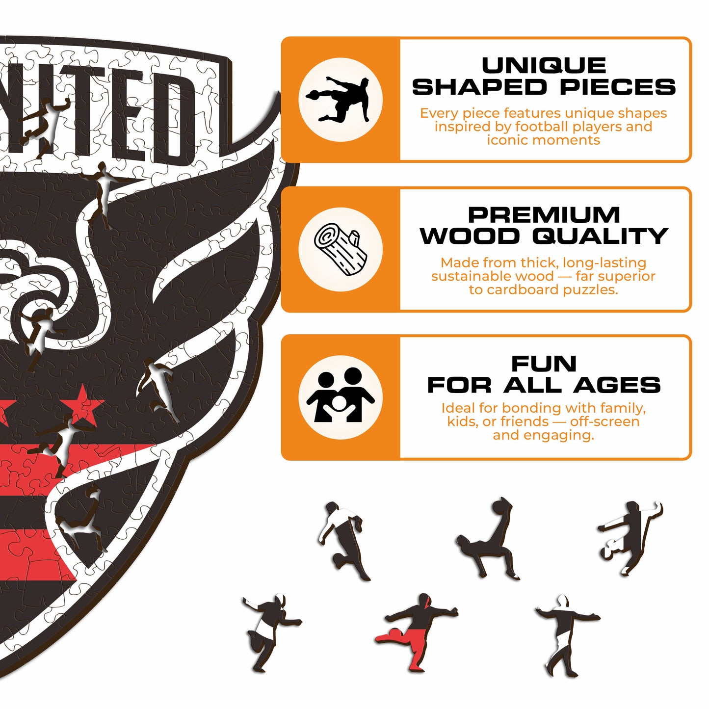 Logotipo do DC United® - Quebra-cabeça de madeira 