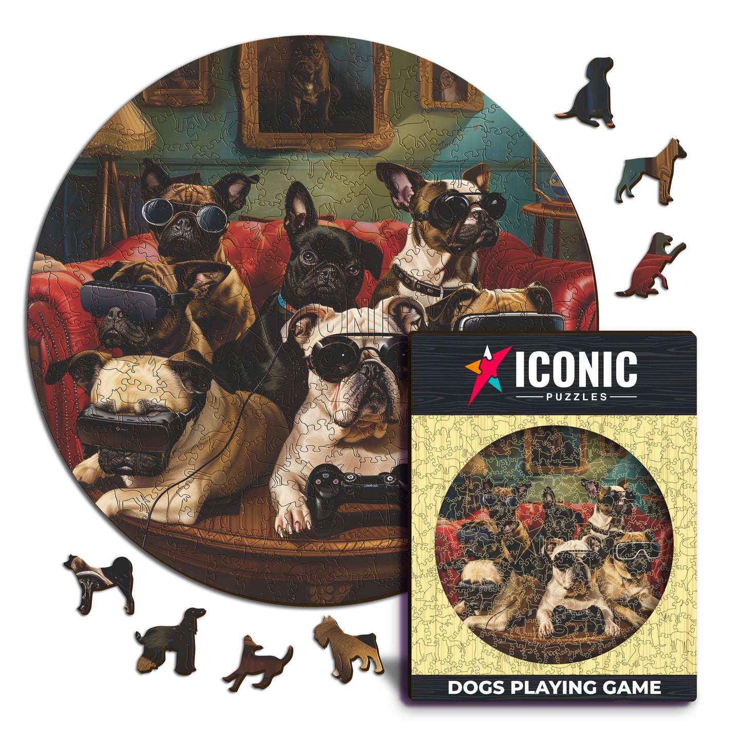 Dogs Playing Poker - Wooden Puzzle