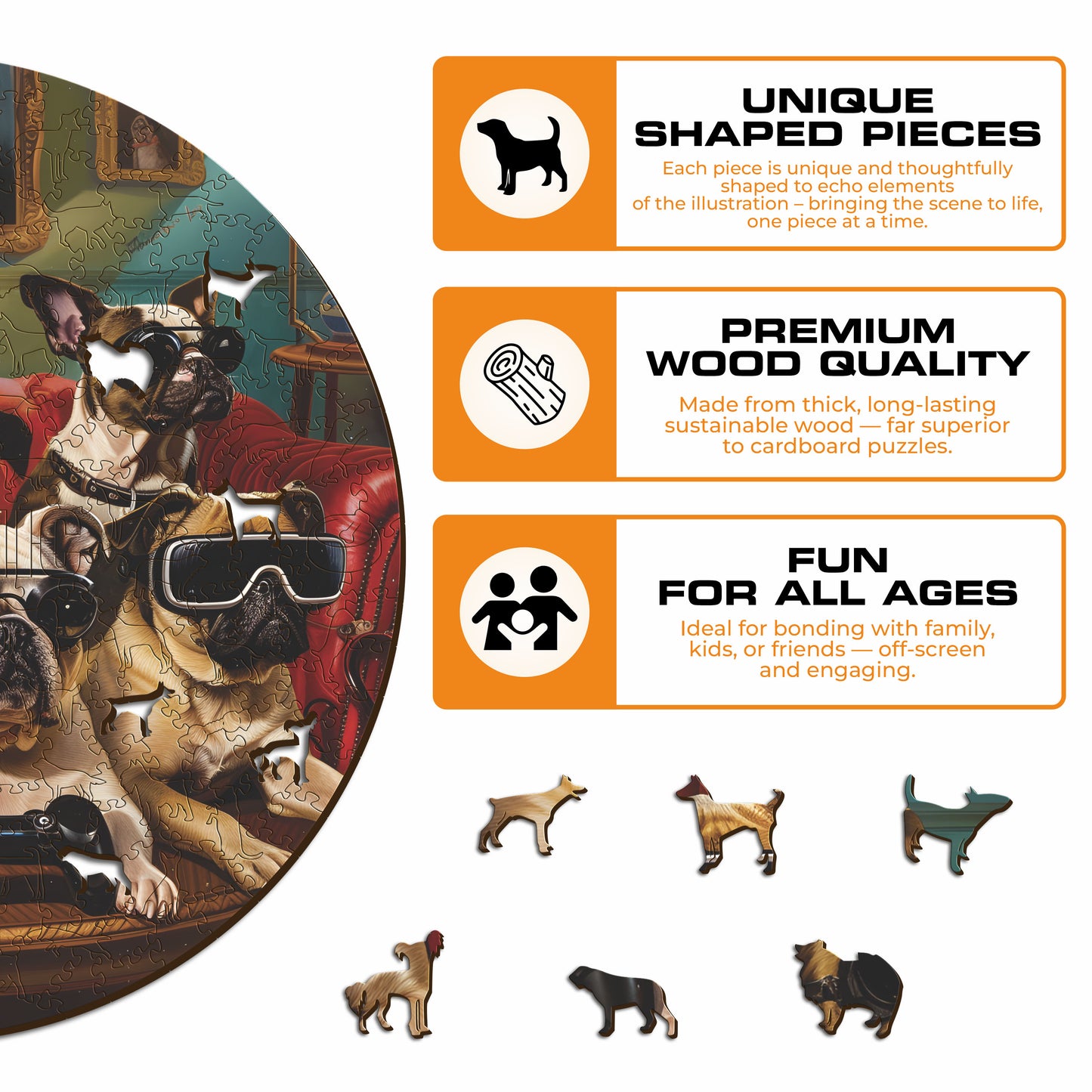 Gamer Dogs - Quebra-cabeça de madeira