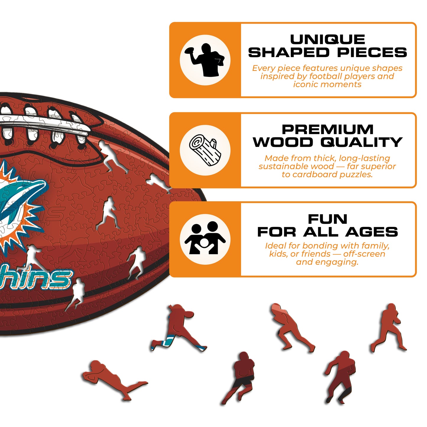 Miami Dolphins™ Futebol - Quebra-cabeça de madeira