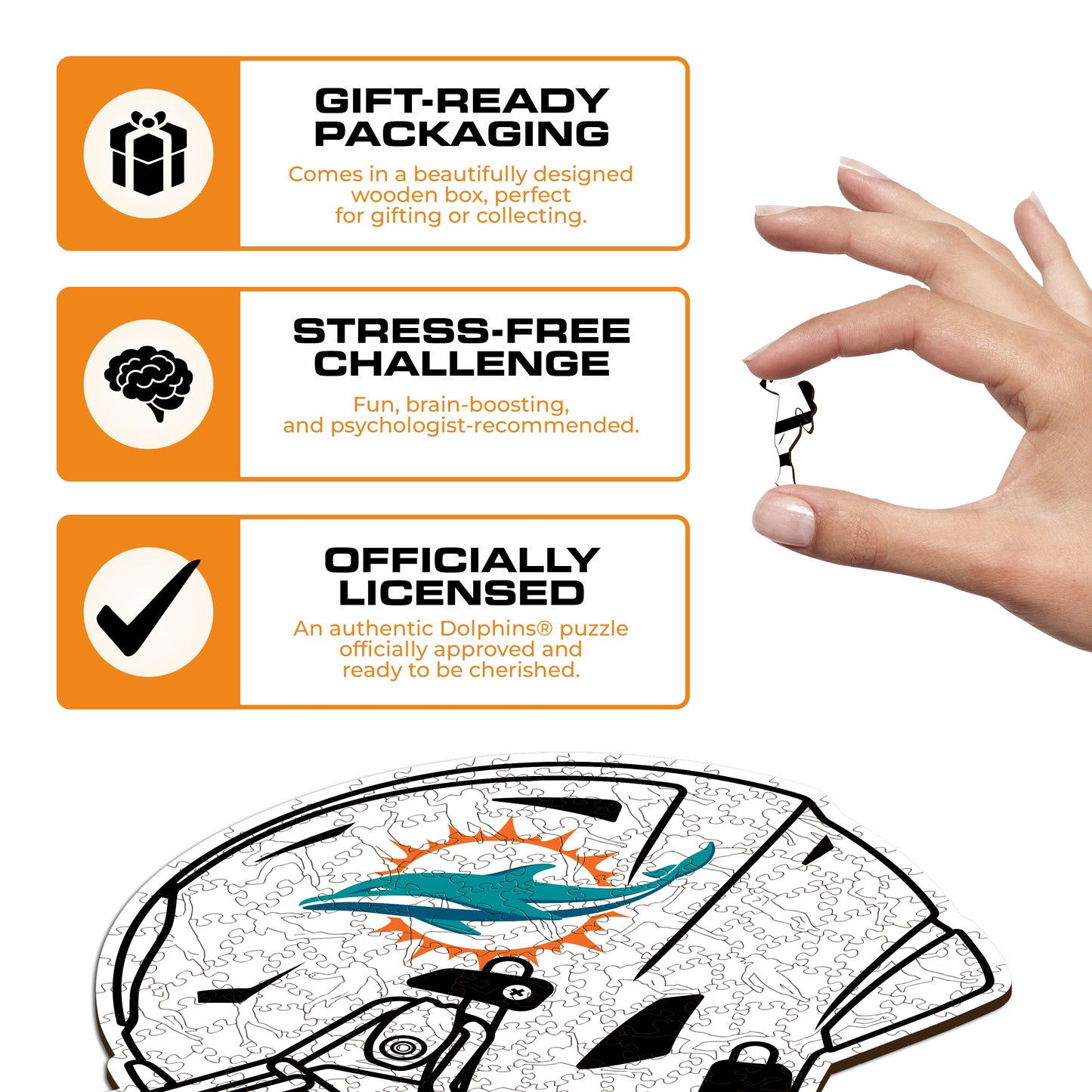 Capacete Miami Dolphins™ - Quebra-cabeça de madeira 