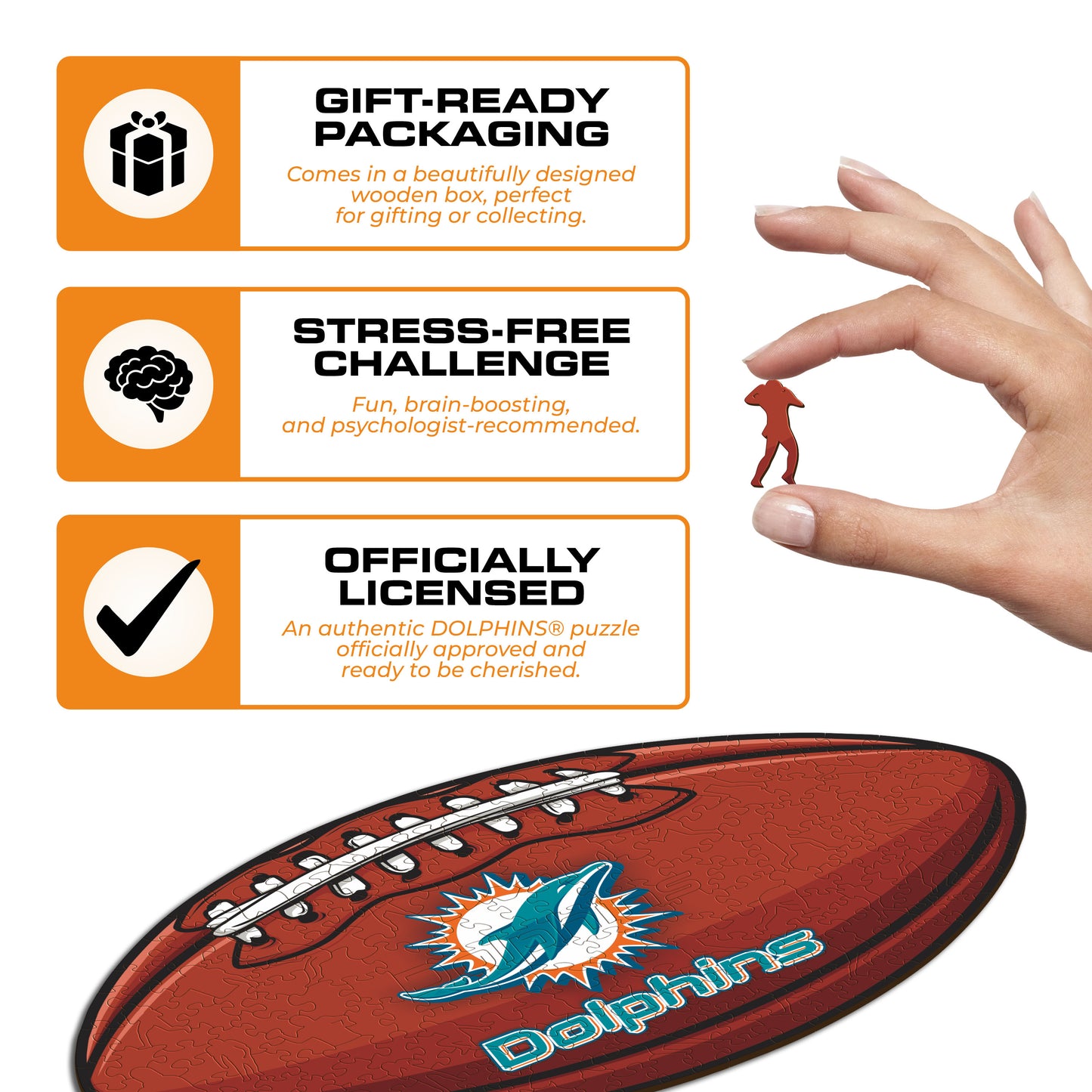 Miami Dolphins™ Futebol - Quebra-cabeça de madeira