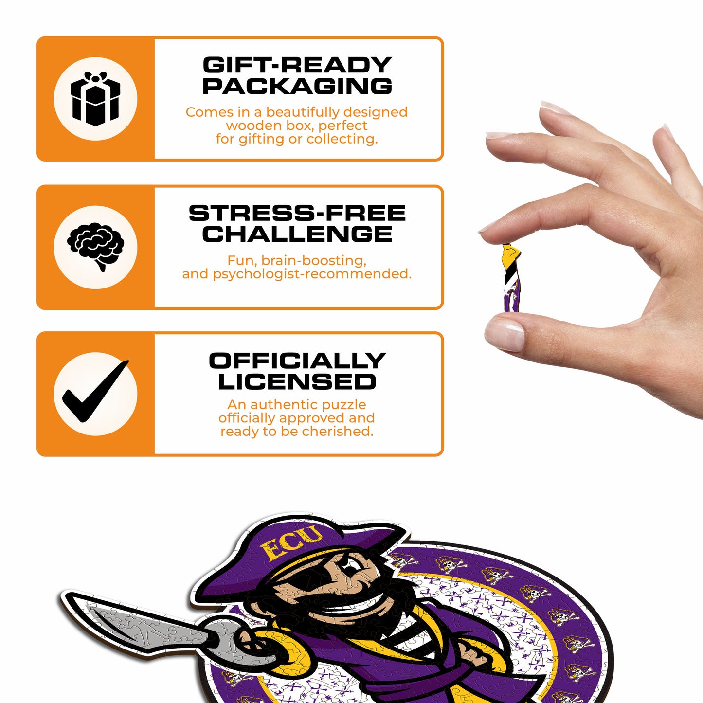 East Carolina Pirates Mascot Wooden Puzzle
